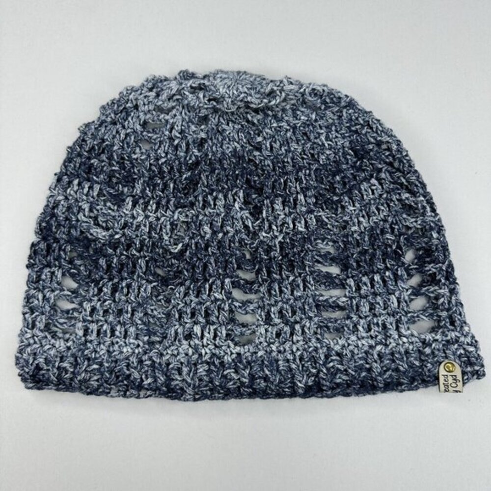 Created By Cyd Slouchy Snoody Beanie Denim Splash Blue Crochet Cotton Hat NEW - Picture 5 of 9